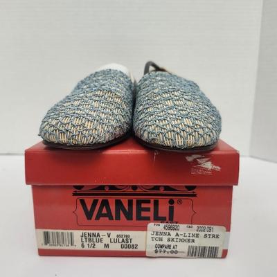 Vaneli Jenna V Blue Lulast Woven Skimmer Flats Women Size 6.5M Slip On Shoes With Box