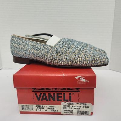 Vaneli Jenna V Blue Lulast Woven Skimmer Flats Women Size 6.5M Slip On Shoes With Box