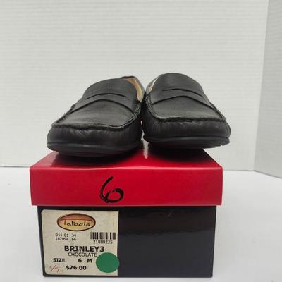 Talbots Brinley 3 Chocolate Brown Leather Loafers Women Size 6M Classic Slip On Shoes With Box