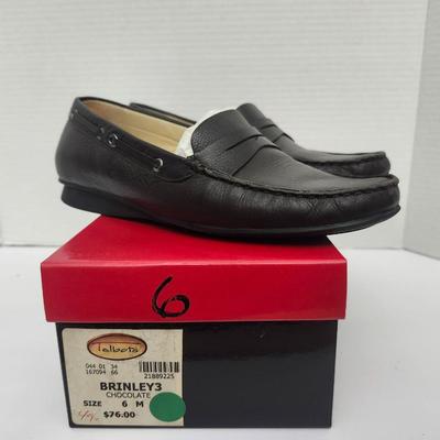 Talbots Brinley 3 Chocolate Brown Leather Loafers Women Size 6M Classic Slip On Shoes With Box