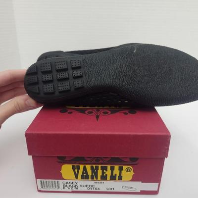 Vaneli Casey Black Suede Perforated Slip On Loafers Womens Size 6 1/2 M With Box