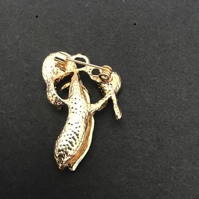 Sale Photo Thumbnail #72: Very cute enamel / rhinestone green bean brooch please see attached photos