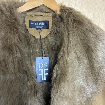 New Donna Salyers Fabulous Faux Fur Coat Camel Faux Suede 2X
