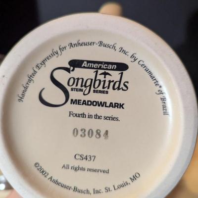 American Songbirds Red-Winged & Meadowlark Steins w/Boxes Blackbird