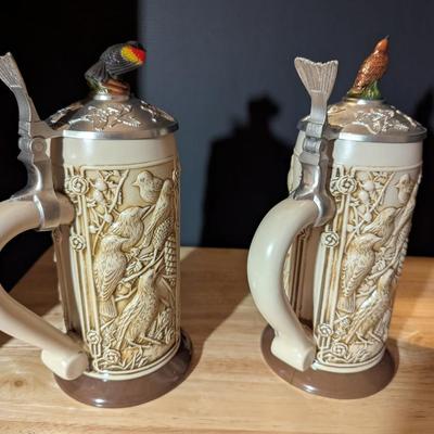 American Songbirds Red-Winged & Meadowlark Steins w/Boxes Blackbird