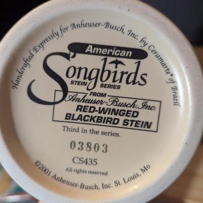 American Songbirds Red-Winged & Meadowlark Steins w/Boxes Blackbird
