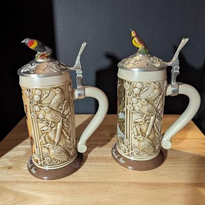 American Songbirds Red-Winged & Meadowlark Steins w/Boxes Blackbird
