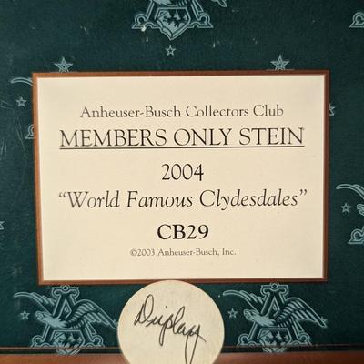 Anheuser-Busch Collectors Club 2004 Members Only Stein World Famous Clydesdales w/ Box