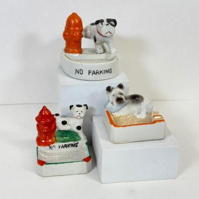 LOT 17: Vintage Japanese Porcelain Dog Ash Trays, Lusterware Pieces & More