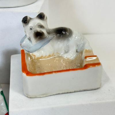 LOT 17: Vintage Japanese Porcelain Dog Ash Trays, Lusterware Pieces & More