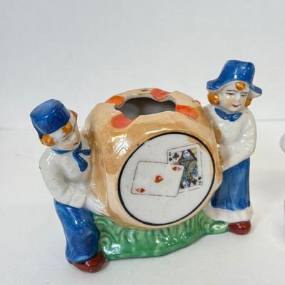 LOT 17: Vintage Japanese Porcelain Dog Ash Trays, Lusterware Pieces & More