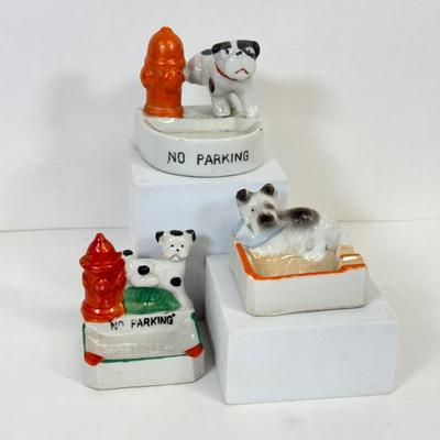 LOT 17: Vintage Japanese Porcelain Dog Ash Trays, Lusterware Pieces & More
