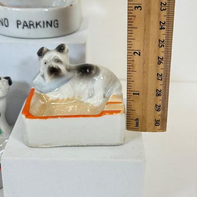 LOT 17: Vintage Japanese Porcelain Dog Ash Trays, Lusterware Pieces & More