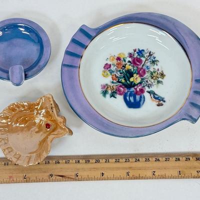 LOT 17: Vintage Japanese Porcelain Dog Ash Trays, Lusterware Pieces & More