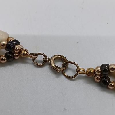 LOT 21: Vintage Native American Shell Necklace with Carved Mother of Pearl Statement Necklace- from estate of a Native American Jewelry...