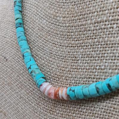 LOT 22: Vintage Bone and Leather Beaded Necklace, Turquoise Heishi Bead Necklace & More- from estate of a Native American Jewelry...