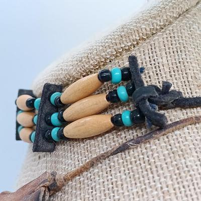 LOT 22: Vintage Bone and Leather Beaded Necklace, Turquoise Heishi Bead Necklace & More- from estate of a Native American Jewelry...