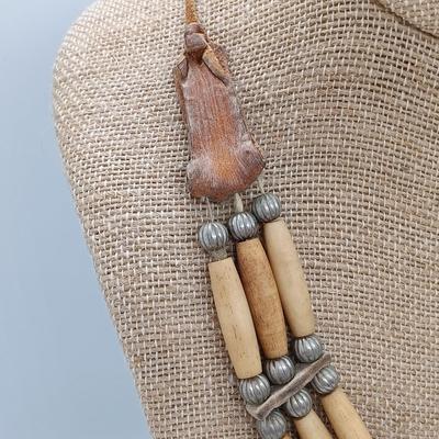 LOT 22: Vintage Bone and Leather Beaded Necklace, Turquoise Heishi Bead Necklace & More- from estate of a Native American Jewelry...
