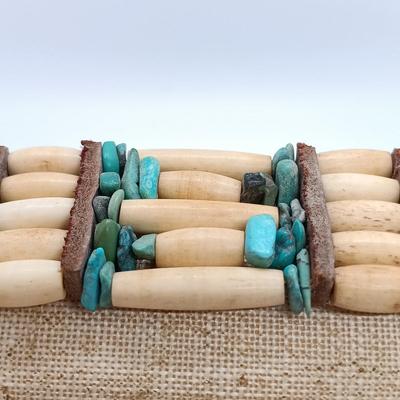 LOT 22: Vintage Bone and Leather Beaded Necklace, Turquoise Heishi Bead Necklace & More- from estate of a Native American Jewelry...