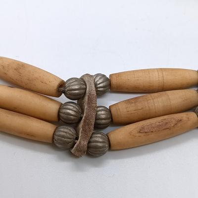 LOT 22: Vintage Bone and Leather Beaded Necklace, Turquoise Heishi Bead Necklace & More- from estate of a Native American Jewelry...