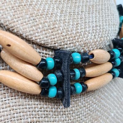 LOT 22: Vintage Bone and Leather Beaded Necklace, Turquoise Heishi Bead Necklace & More- from estate of a Native American Jewelry...