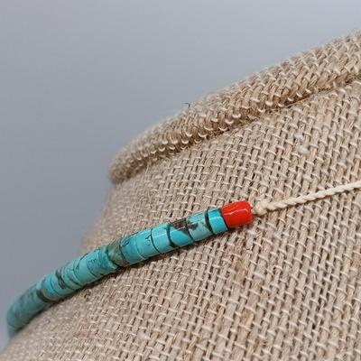 LOT 22: Vintage Bone and Leather Beaded Necklace, Turquoise Heishi Bead Necklace & More- from estate of a Native American Jewelry...