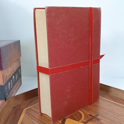 LOT 39: The World of Promise Audio Bible, Inlaid Wood Religious Tray, Fontanini Three Kings Ornaments & More