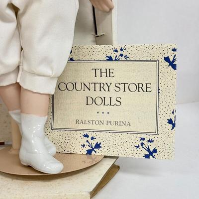LOT 42: The Country Store Franklin Heirloom Porcelain Dolls: Barley Boy & Sewing Thread Girl