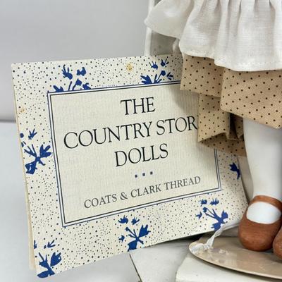 LOT 42: The Country Store Franklin Heirloom Porcelain Dolls: Barley Boy & Sewing Thread Girl