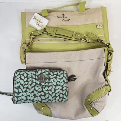 LOT 48: Vintage Lime Green & Canvas Coach Bag, Vera Bradley Wallet & Bracken Creek Tote
