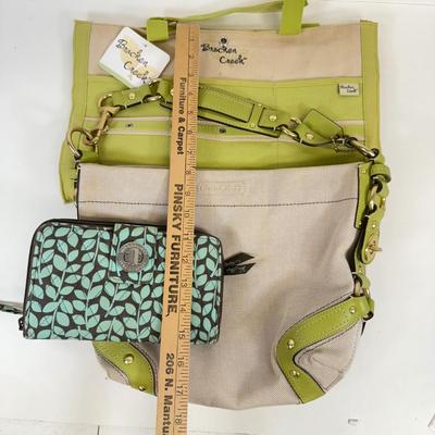 LOT 48: Vintage Lime Green & Canvas Coach Bag, Vera Bradley Wallet & Bracken Creek Tote