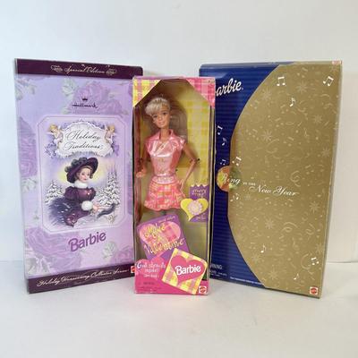 LOT 53: NRFB Barbie Dolls: Make a Valentine, Holiday Traditions & Ring in the New Year