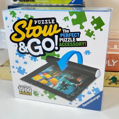 LOT 56: Collection of Games & Ravensberger Puzzle w/ Stow & Go Mat