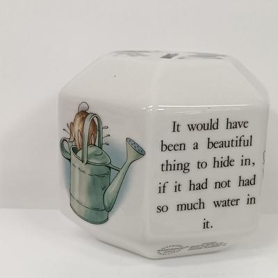 LOT 61: Shawnee Pottery Bo Peep Pitcher, Artini Arts Sculptured Engravings, Wedgwood Peter Rabbit Coin Bank & More