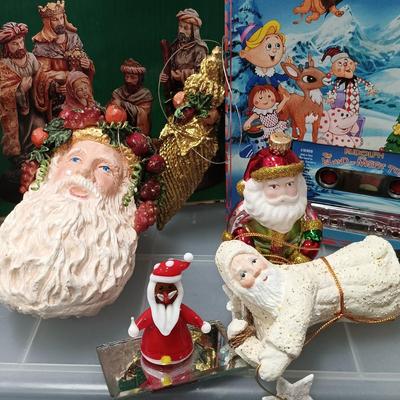 LOT 73: Grandeur Noel 2002 Fabric Santa & Friends with Large Ornament Collection & More