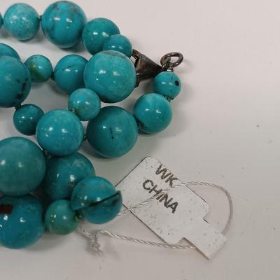 LOT 75: Turquoise Necklace with Sterling Clasp and Turquoise Bracelet