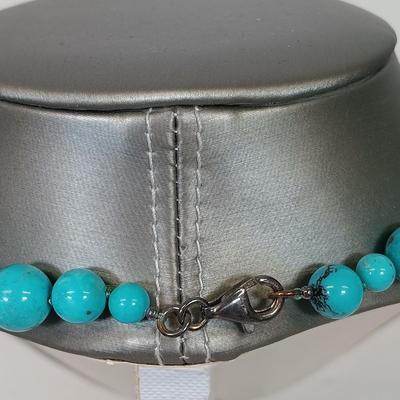 LOT 75: Turquoise Necklace with Sterling Clasp and Turquoise Bracelet