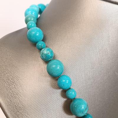 LOT 75: Turquoise Necklace with Sterling Clasp and Turquoise Bracelet