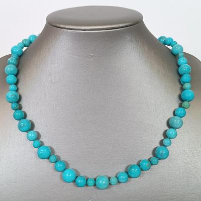 LOT 75: Turquoise Necklace with Sterling Clasp and Turquoise Bracelet