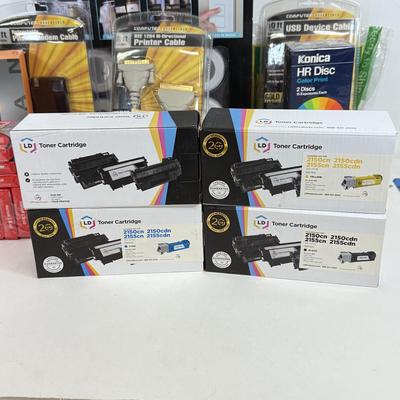 LOT 85: Office Collection: Sharper Image LED Puck Light Set, NIP Wires and Cords, Visual J++ & Toner