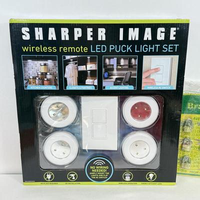 LOT 85: Office Collection: Sharper Image LED Puck Light Set, NIP Wires and Cords, Visual J++ & Toner
