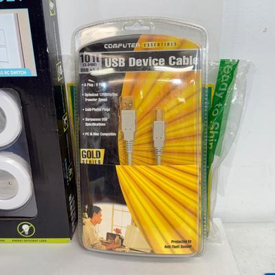 LOT 85: Office Collection: Sharper Image LED Puck Light Set, NIP Wires and Cords, Visual J++ & Toner