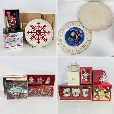 LOT 87: Lenox Christmas Ornaments & Porcelain Decor in Boxes, Gorham Snowman Ornaments & More