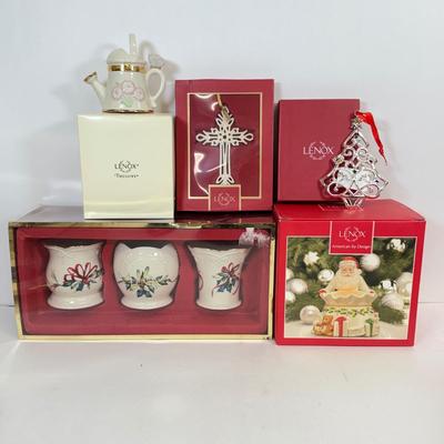 LOT 87: Lenox Christmas Ornaments & Porcelain Decor in Boxes, Gorham Snowman Ornaments & More