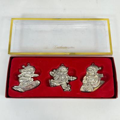 LOT 87: Lenox Christmas Ornaments & Porcelain Decor in Boxes, Gorham Snowman Ornaments & More