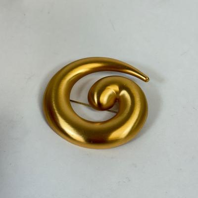 LOT 92: Monet Goldtone Swirl Earrings & Pins