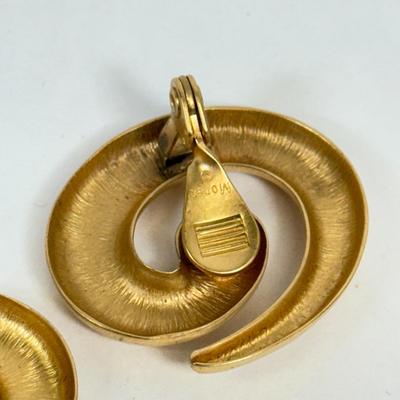 LOT 92: Monet Goldtone Swirl Earrings & Pins