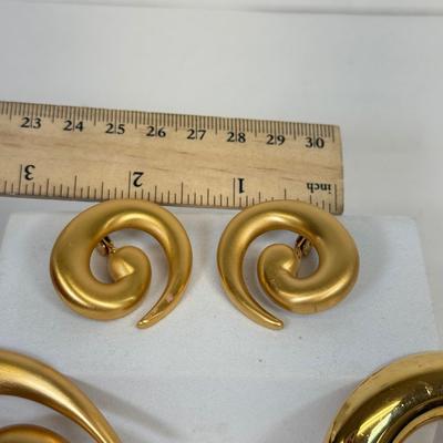 LOT 92: Monet Goldtone Swirl Earrings & Pins