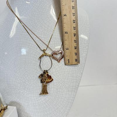 LOT 95: Charm Necklace & Pin w/ Charms & More