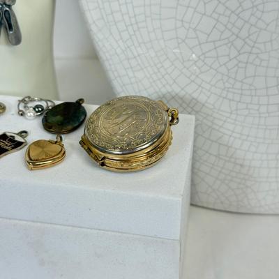 LOT 95: Charm Necklace & Pin w/ Charms & More